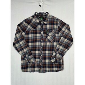 HippyTree Flannel Shirt Medium Brown Blue Plaid Cotton Outdoor Y2K Gorpcore